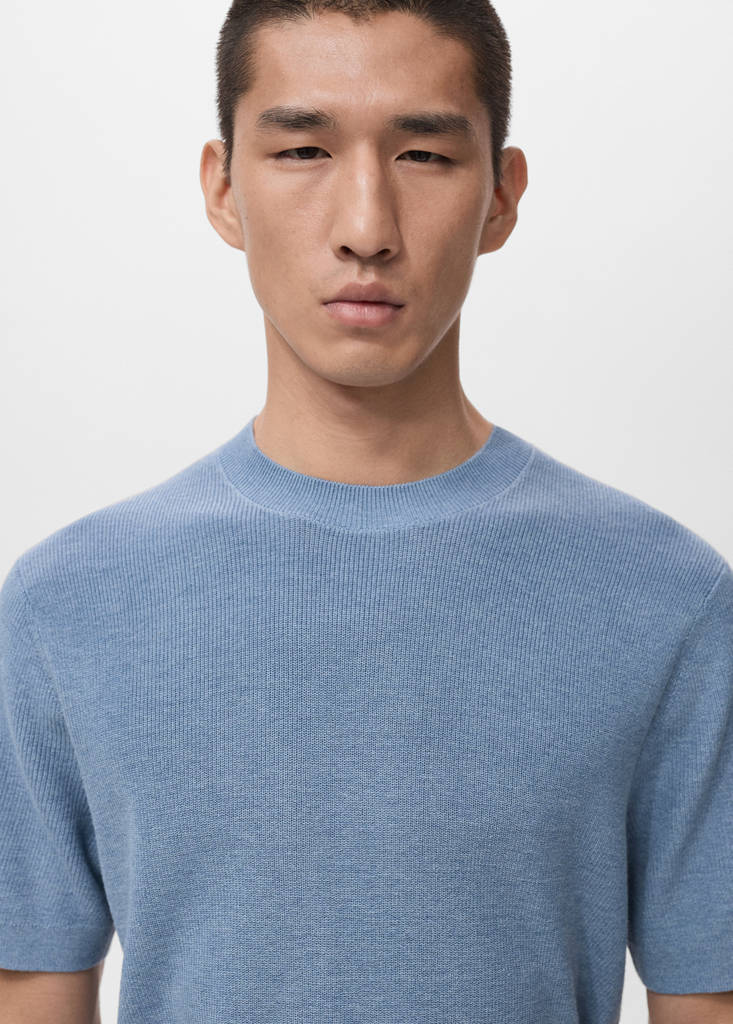 Knit cotton T-shirt — China Blue
