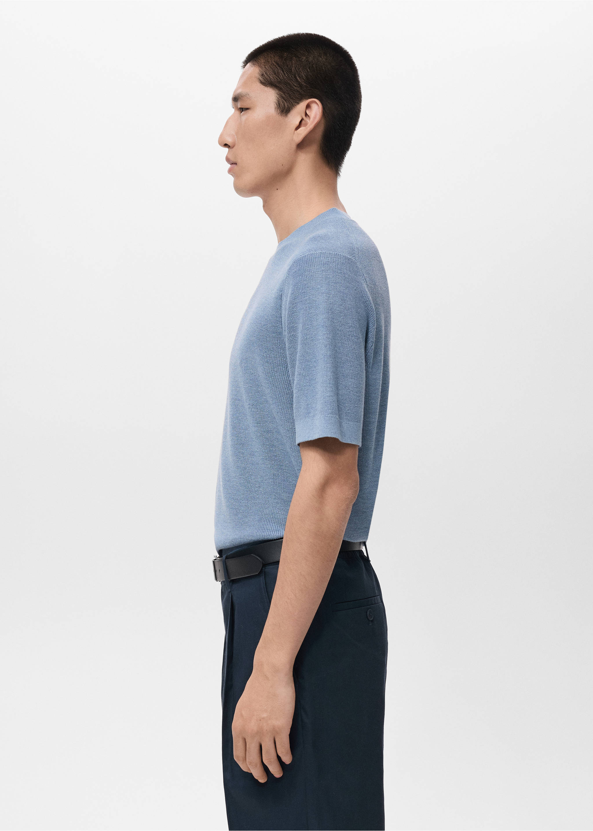 Knit cotton T-shirt - Details of the article 2, China Blue. Ref: 27071234-00.
