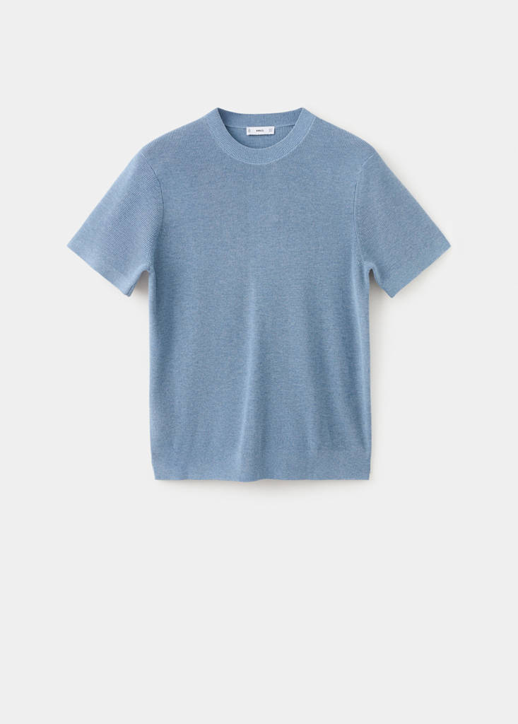 Knit cotton T-shirt — China Blue