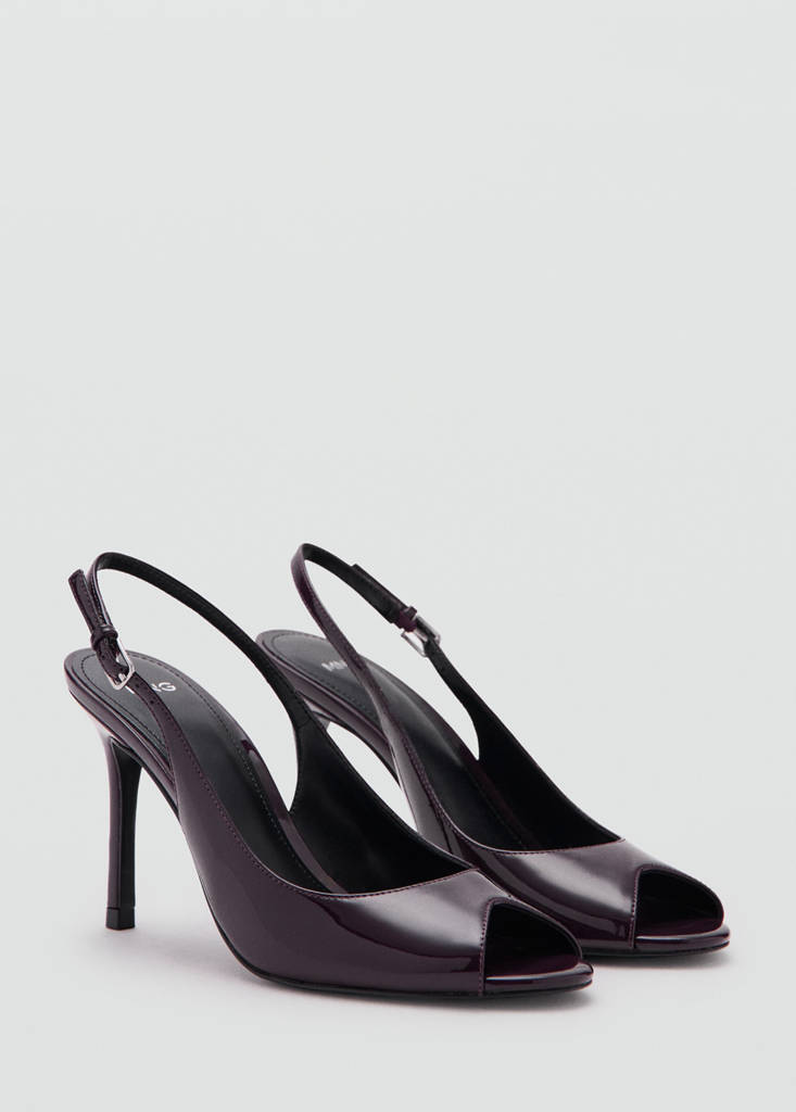 Patent leather peep-toe stiletto shoes — Burgundy