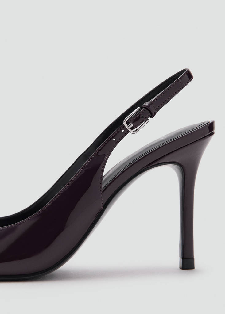 Patent leather peep-toe stiletto shoes — Burgundy