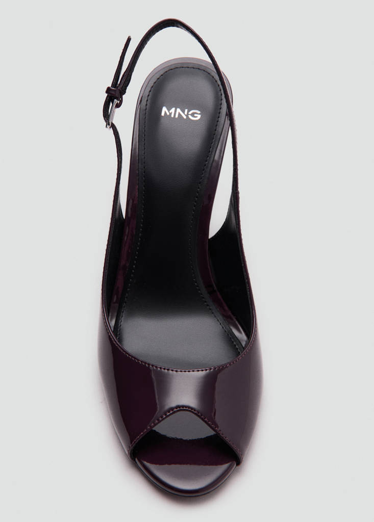 Patent leather peep-toe stiletto shoes — Burgundy