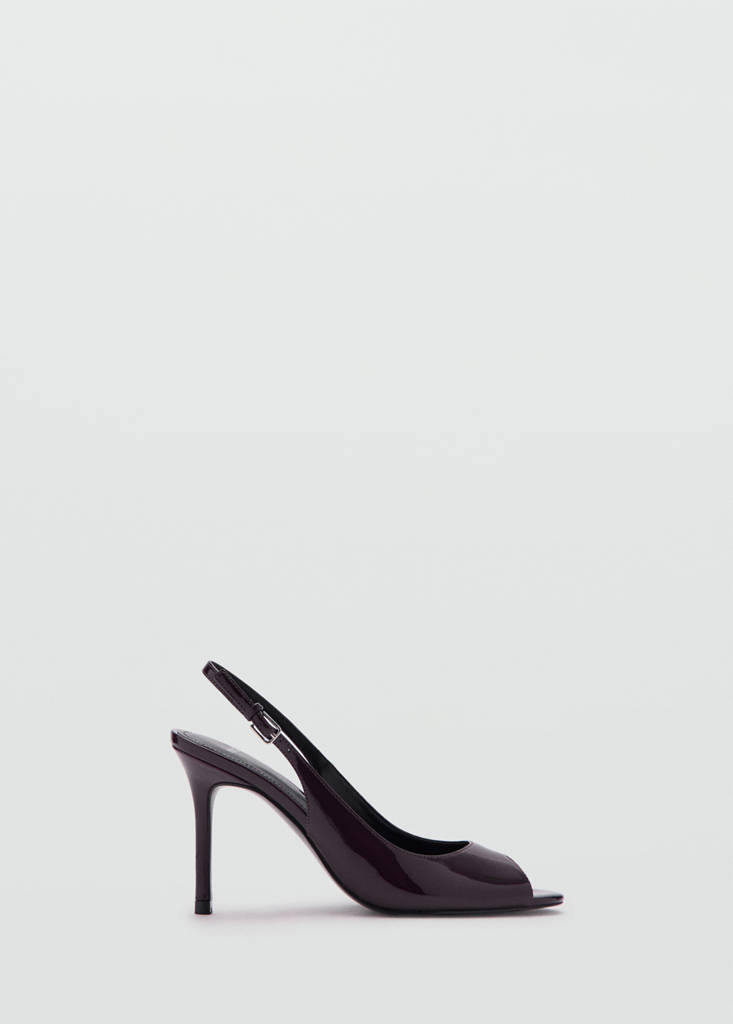 Patent leather peep-toe stiletto shoes — Burgundy