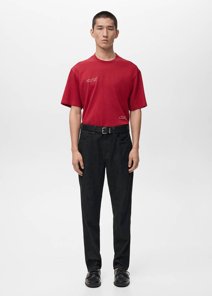 Text cotton T-shirt — Red