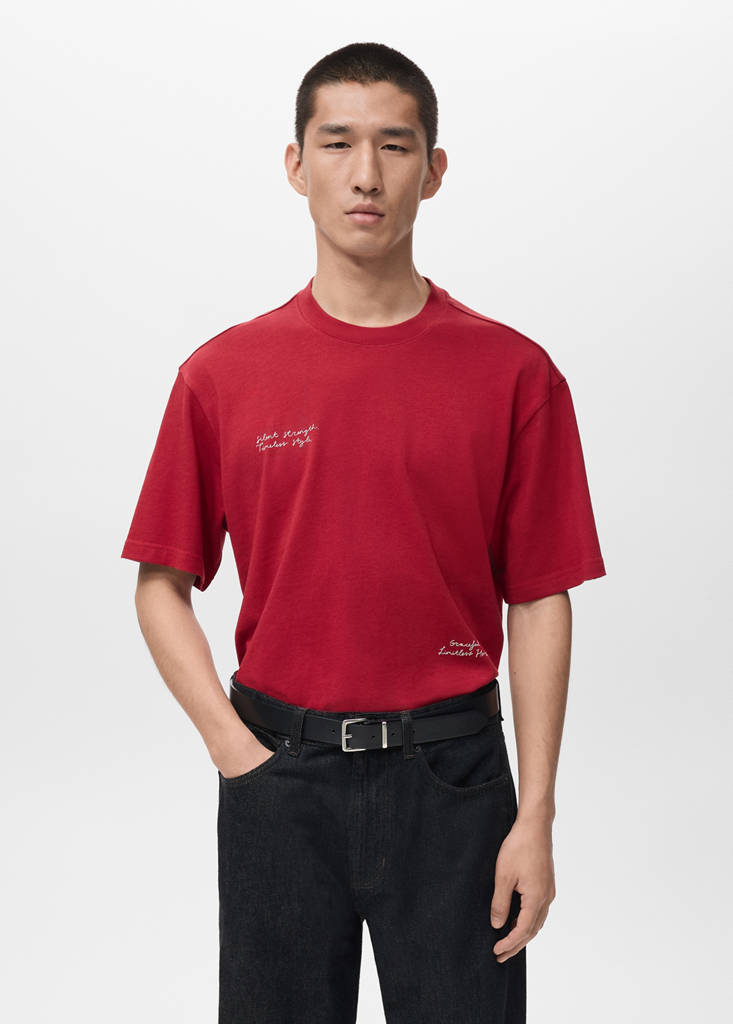 Text cotton T-shirt — Red