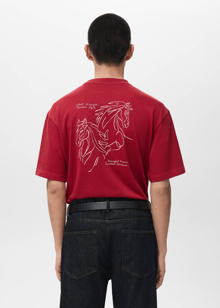 Text cotton T-shirt — Red