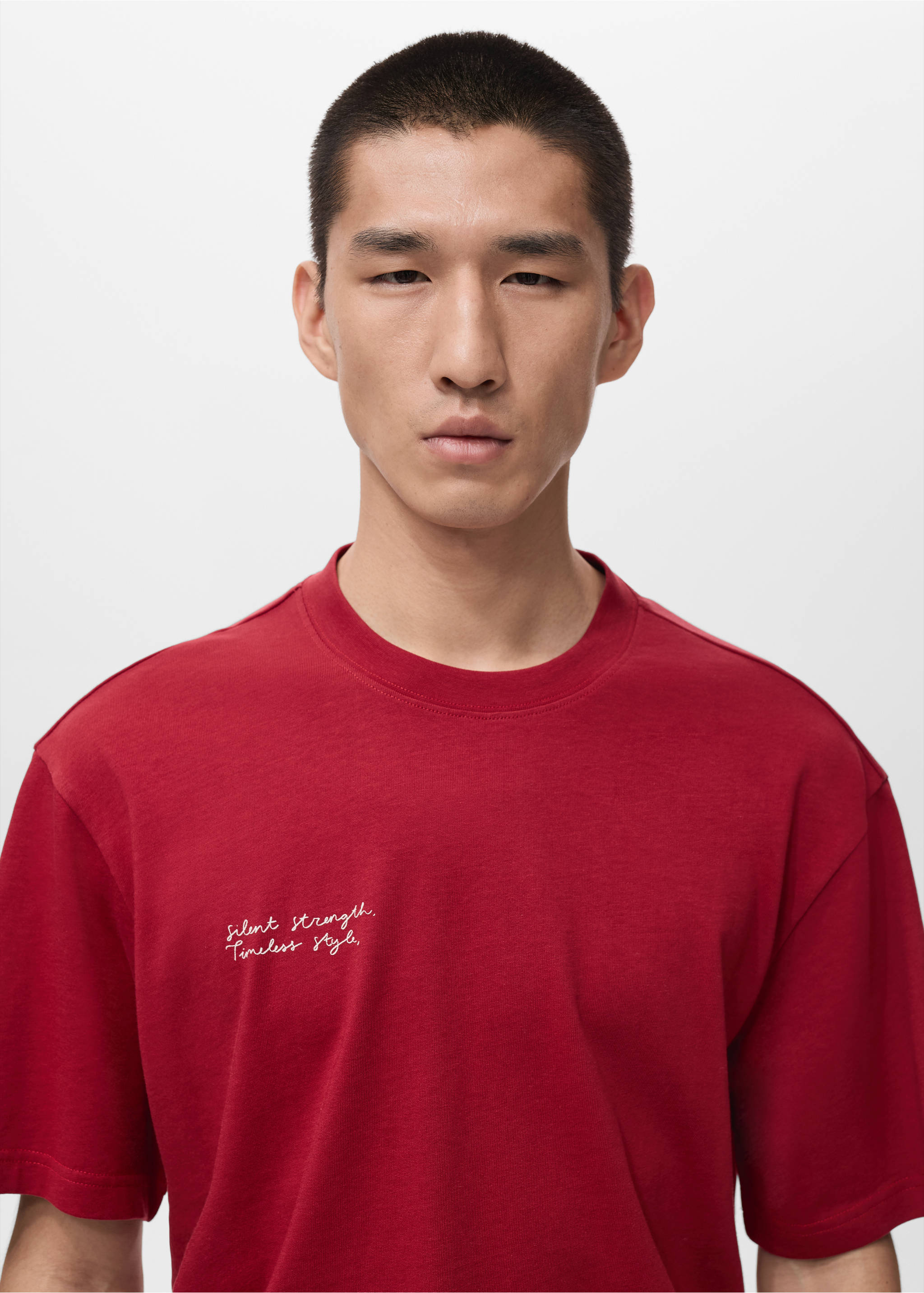 文字棉质T恤 - null, 红色. Ref: 27071238-00.