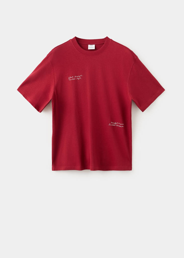 Text cotton T-shirt — Red