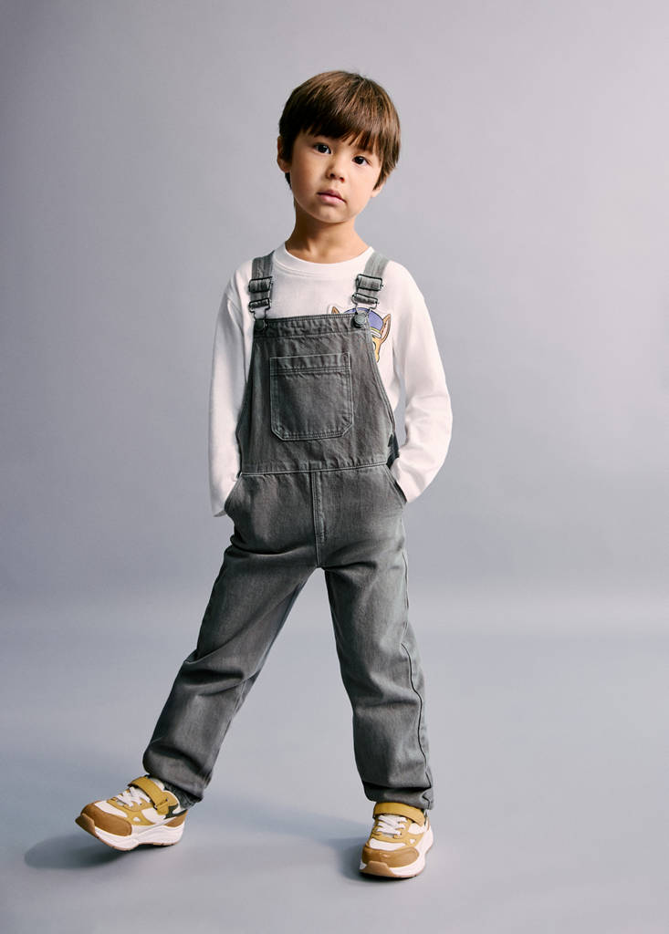 Straight denim dungarees — Charcoal