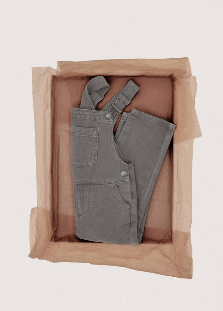Straight denim dungarees — Charcoal