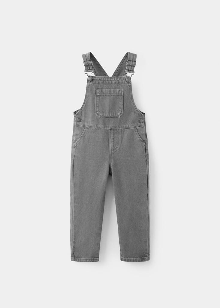 Straight denim dungarees — Charcoal