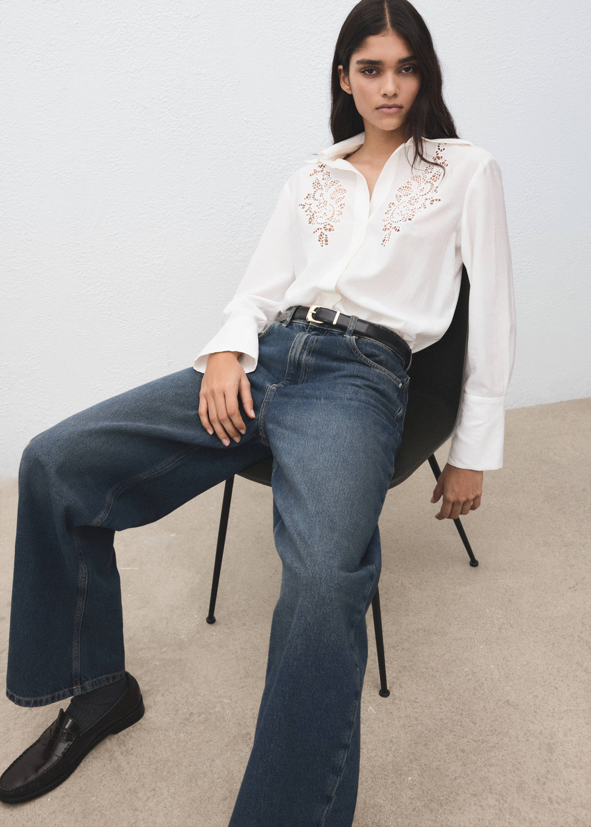 刺绣网眼衬衫 - null