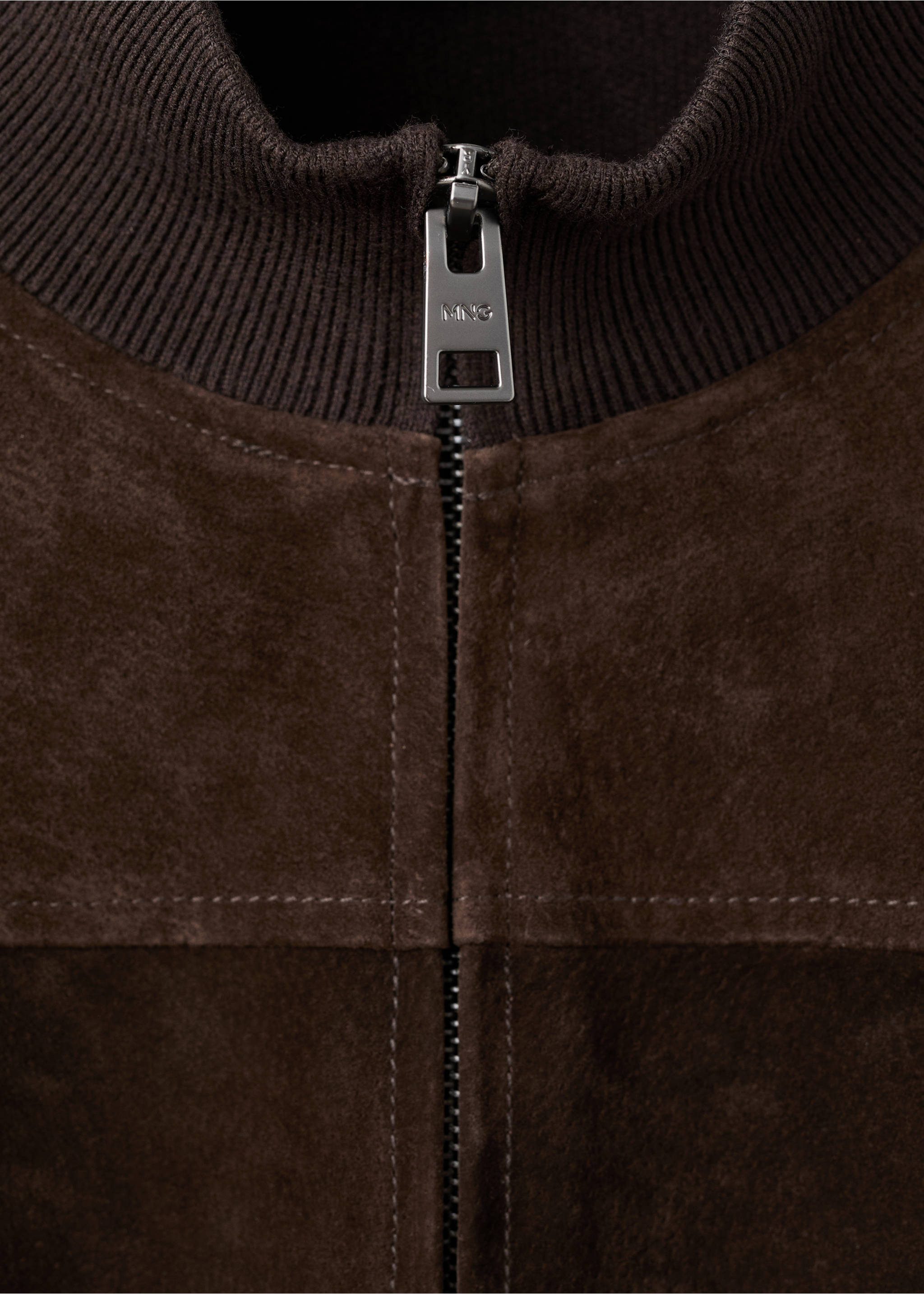 Chaqueta combinada piel ante - Detalle del artículo 8, Chocolate. Ref: 27071242-00.