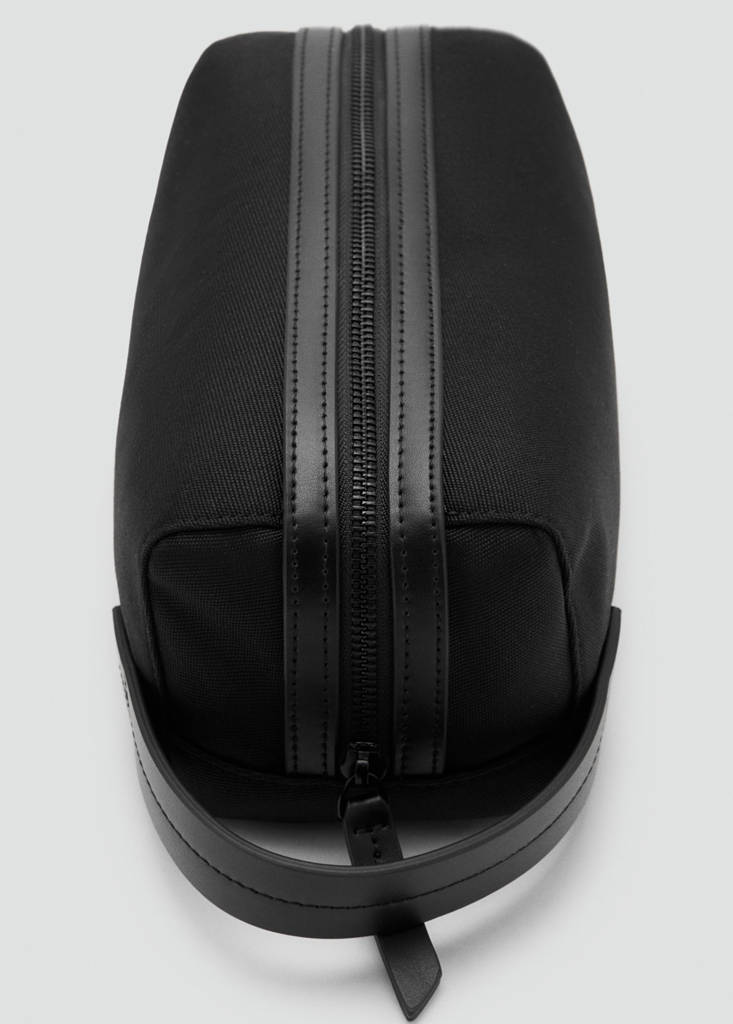 Toiletry bag with leather detail — Black