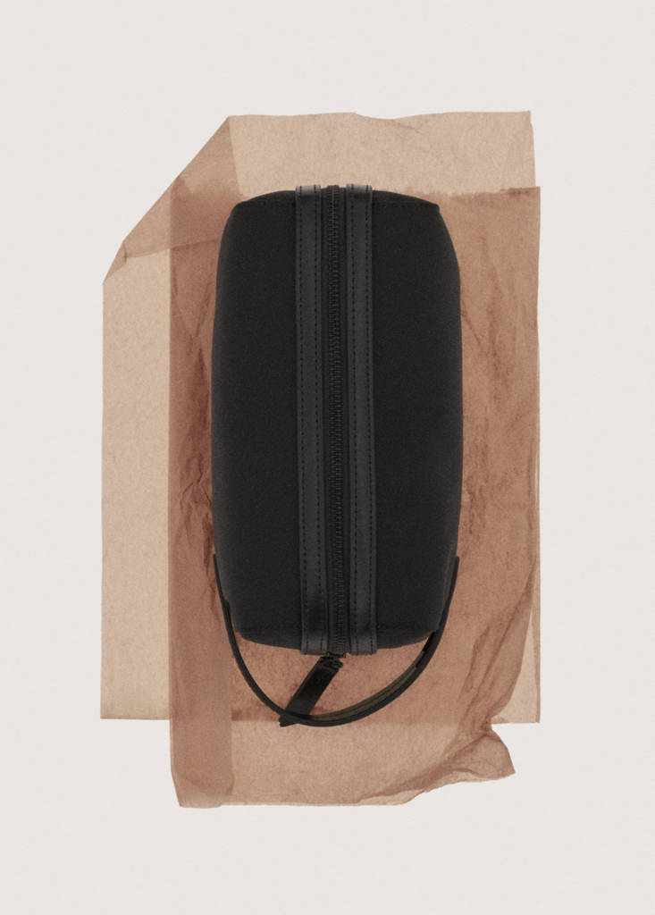 Toiletry bag with leather detail — Black