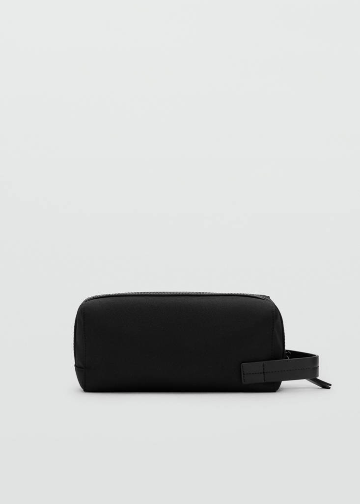 Toiletry bag with leather detail — Black