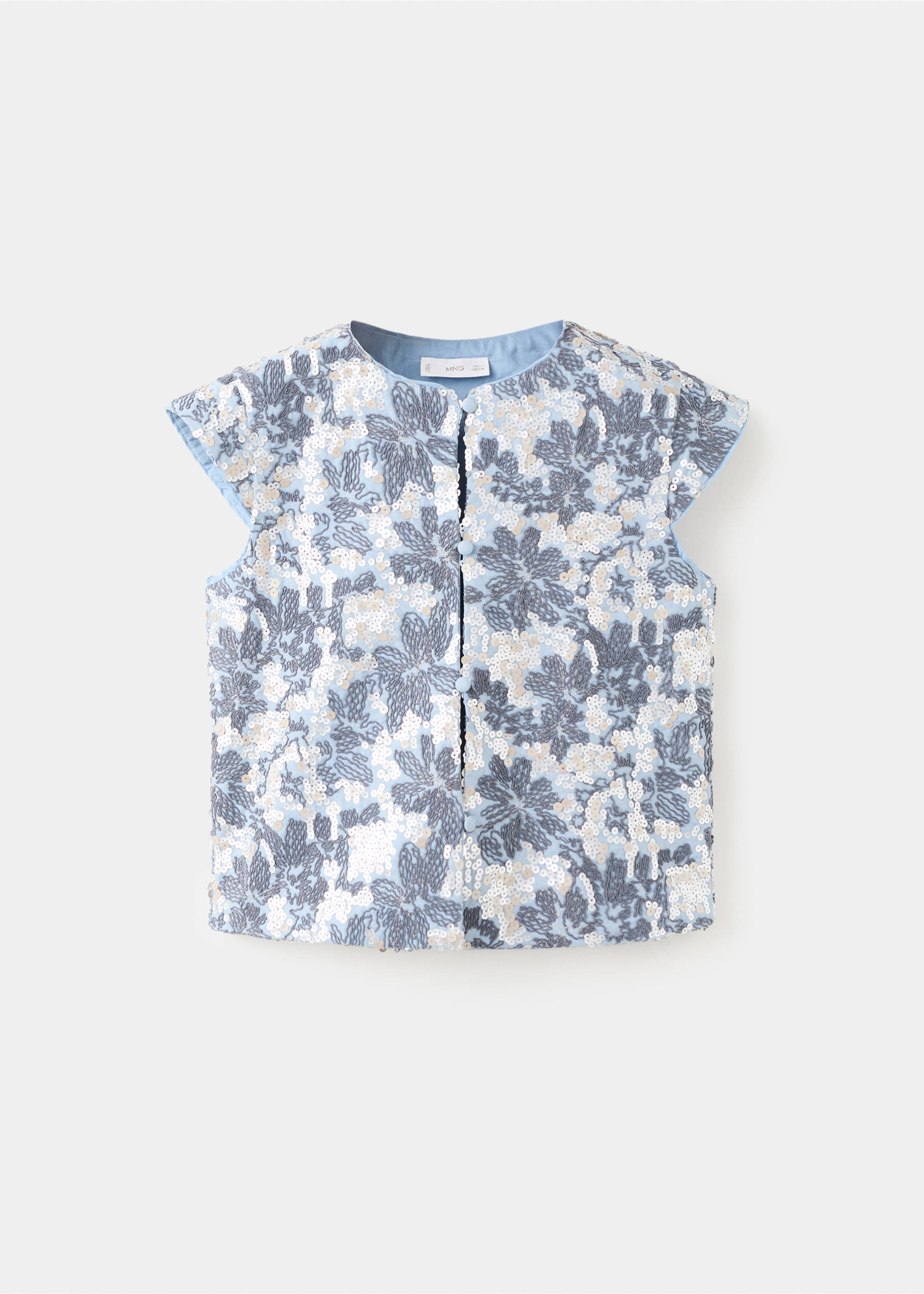 Sequin embroidered gilet - Article without model, Blue. Ref: 27071246-00.