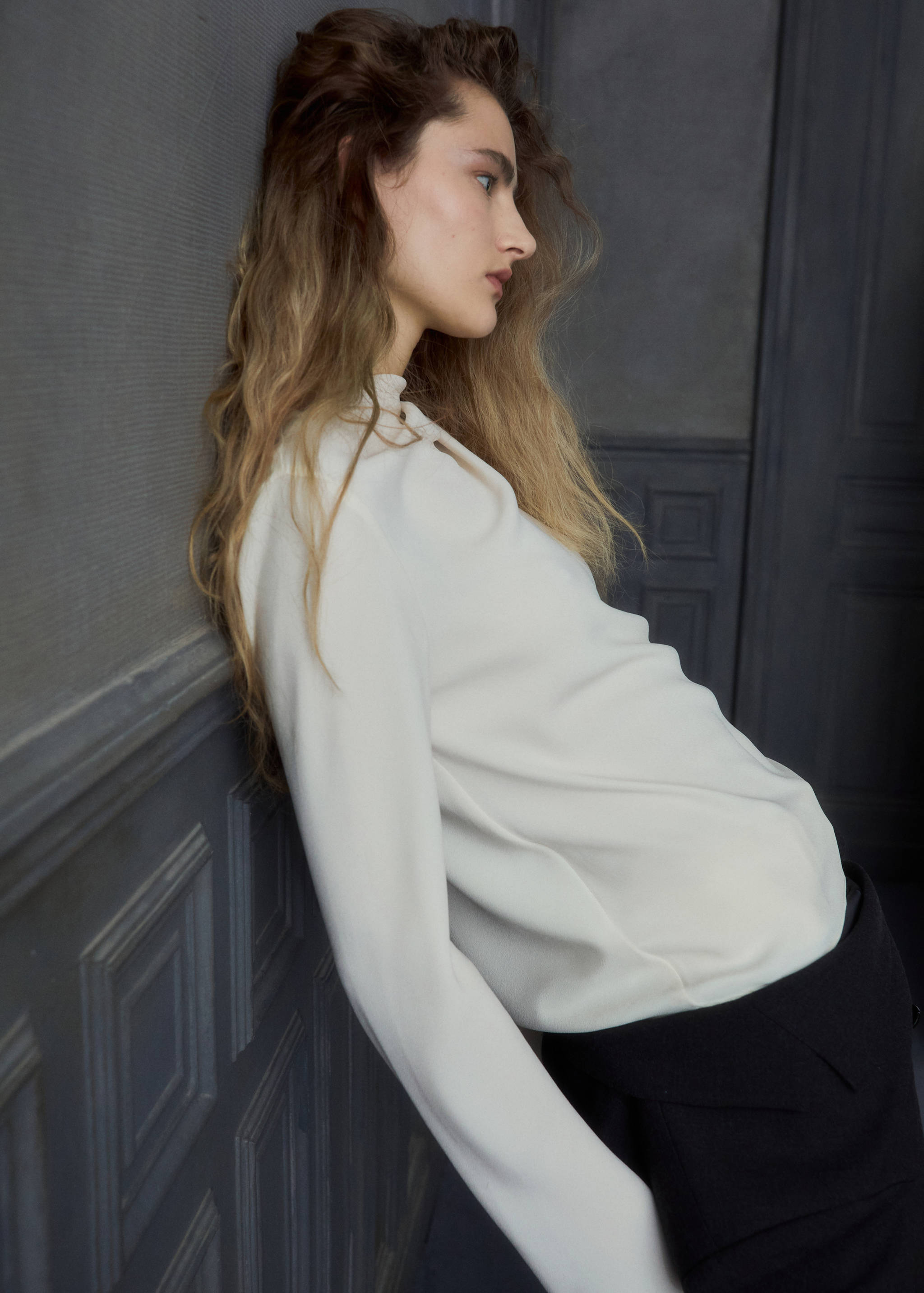 Draped boat-neck blouse - Medium plane