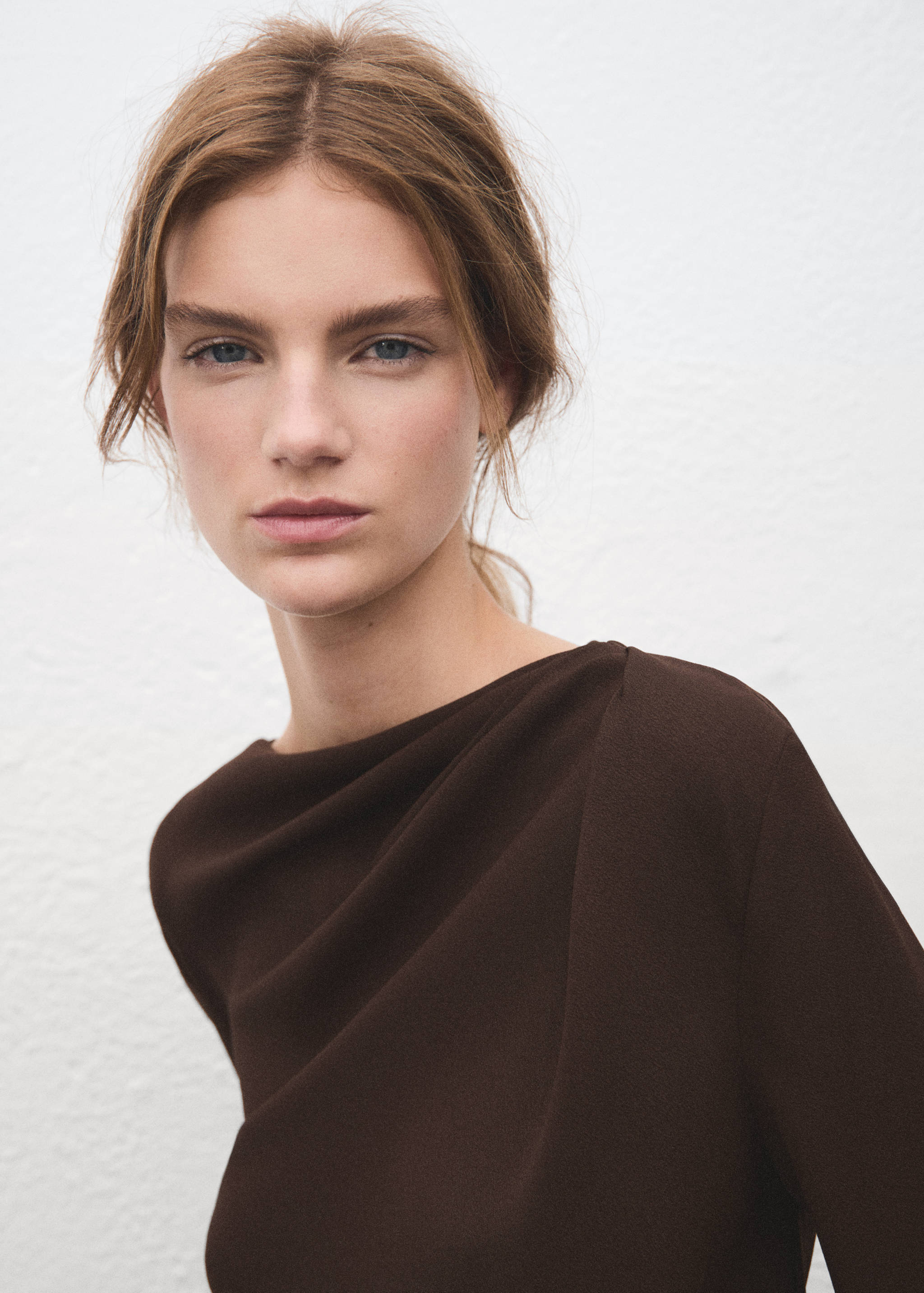 Draped boat-neck blouse - Details of the article 1