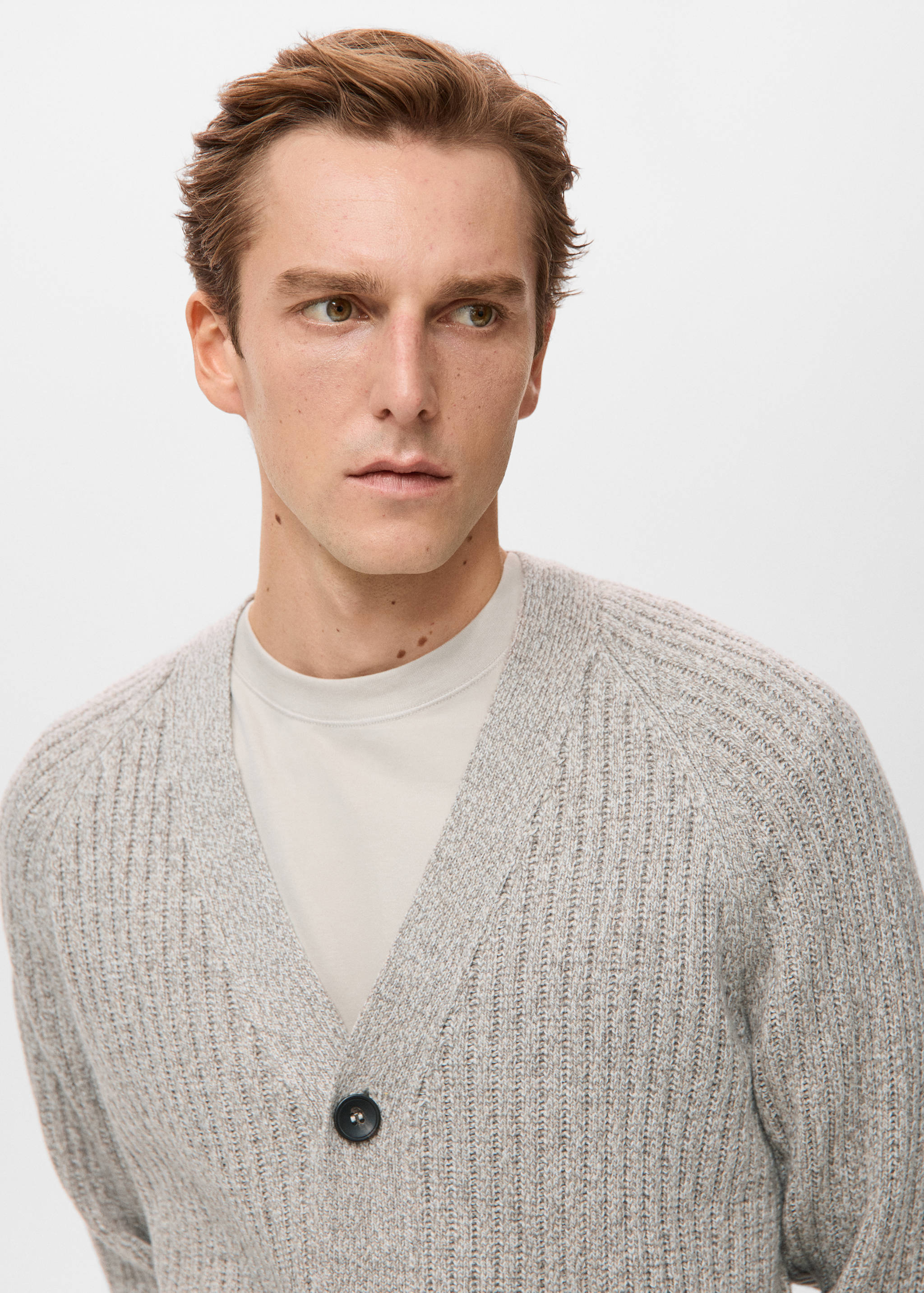 Wool-blend ribbed cardigan - Details of the article 1