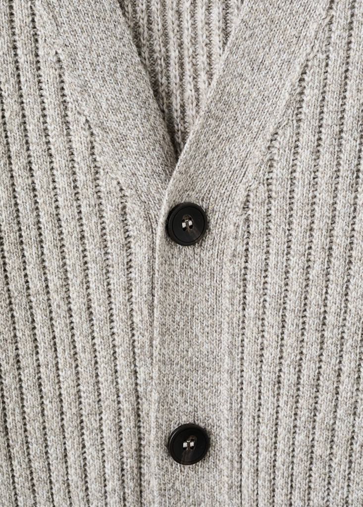 Wool-blend ribbed cardigan — Beige