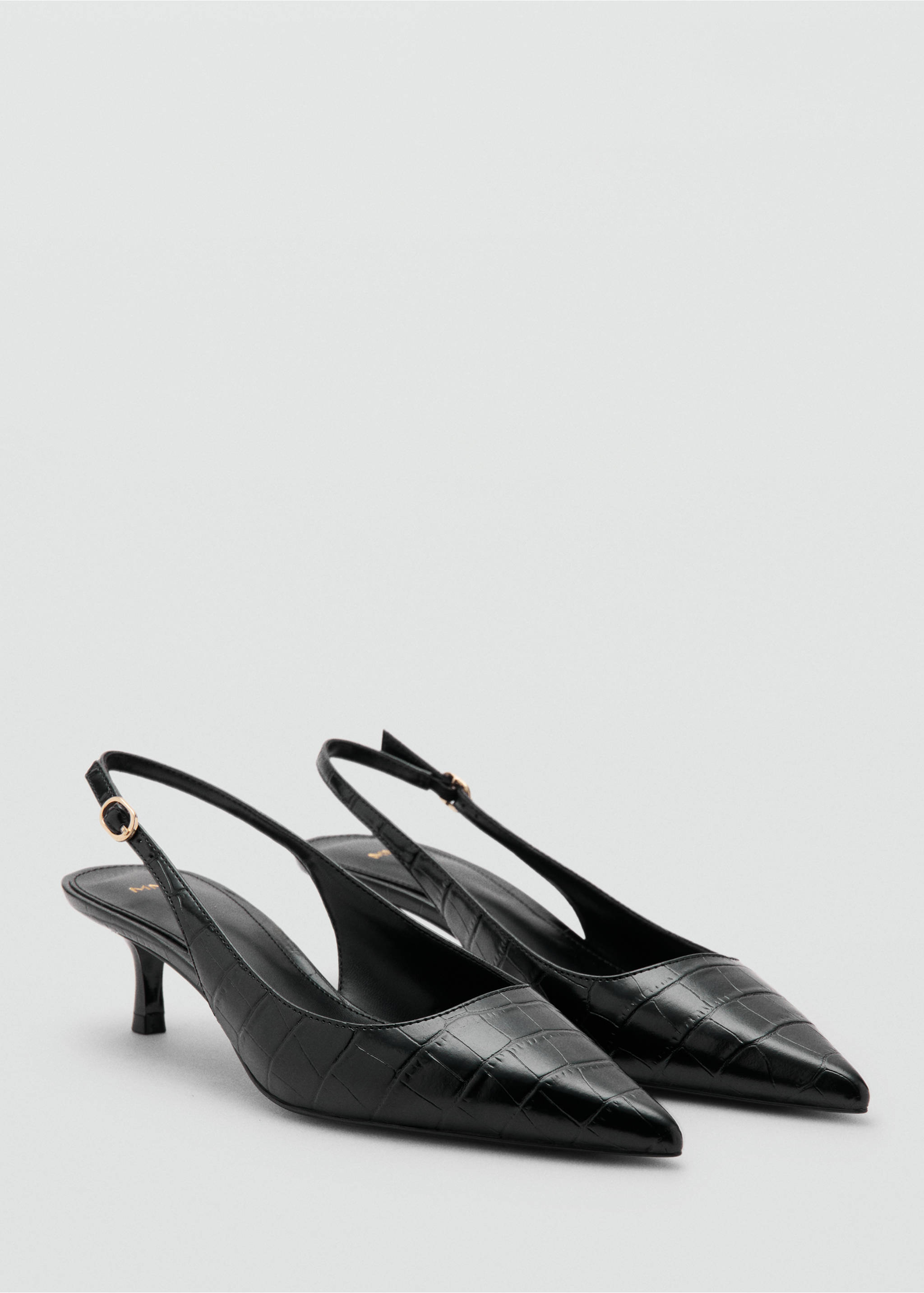 Croc-effect heeled shoes - Medium plane, Black. Ref: 27071250-00.