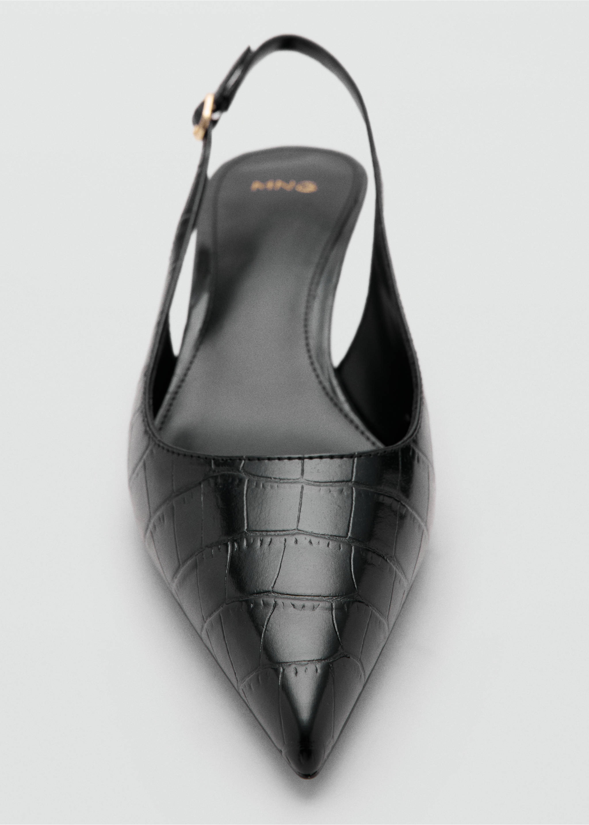Croc-effect heeled shoes - Details of the article 3, Black. Ref: 27071250-00.