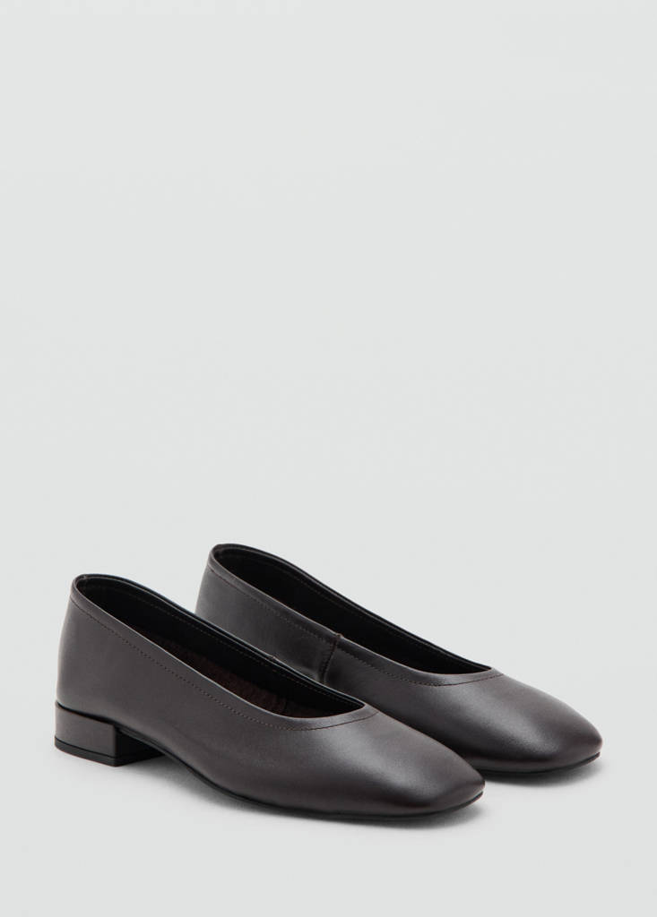 Leather flat shoes — Chocolate