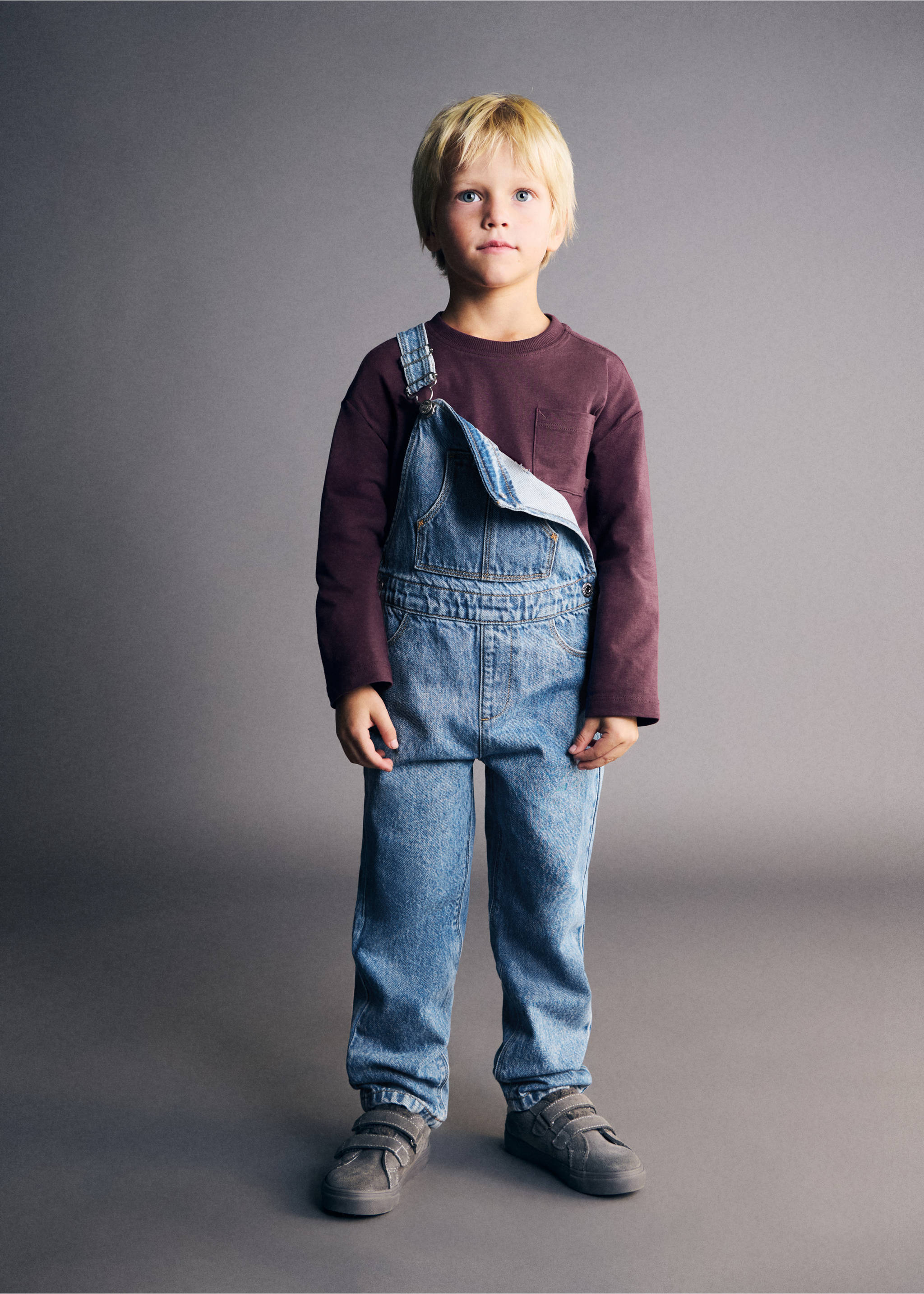 Peto denim largo - Plano general, Azul medio. Ref: 27071256-00.