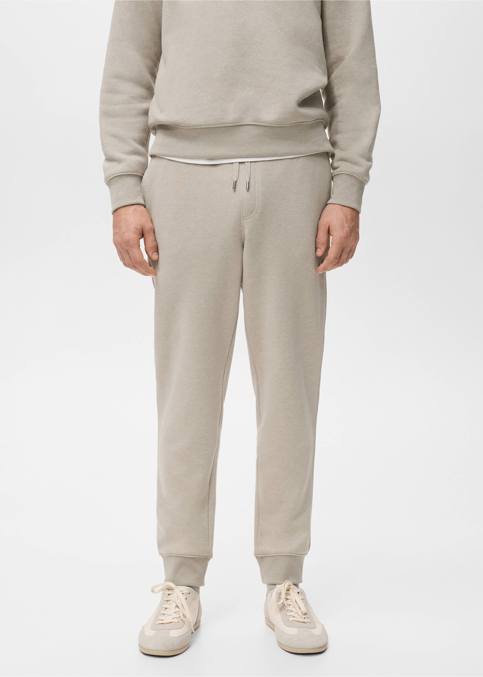 Хлопковые джоггеры с эластичным поясом - Средний план, Песочный. Ref: 27071258-00.