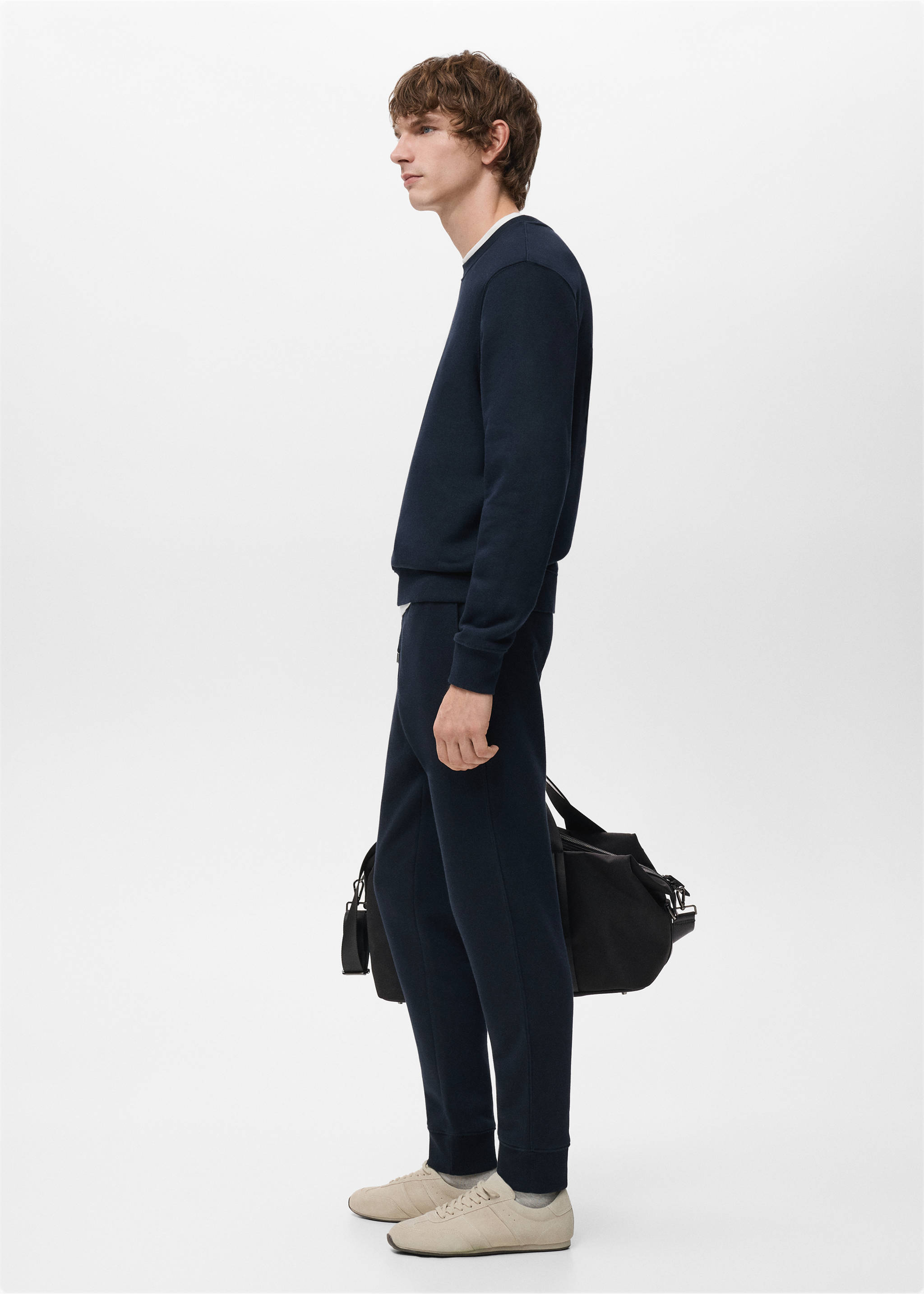 Хлопковые джоггеры с эластичным поясом - Деталь изделия 2, Глубокий темно-синий. Ref: 27071258-00.