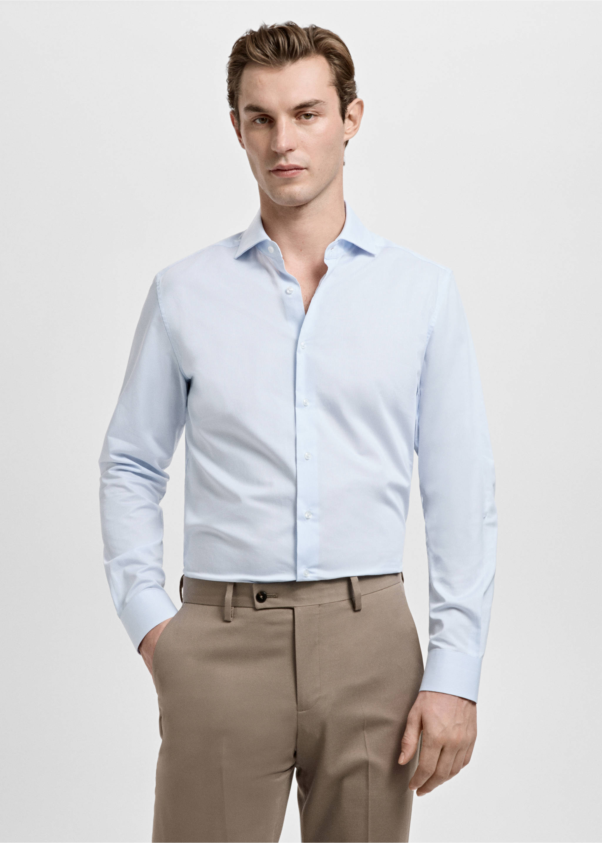 修身款式千道条纹西装衬衫 - null, 天蓝. Ref: 27071261-00.