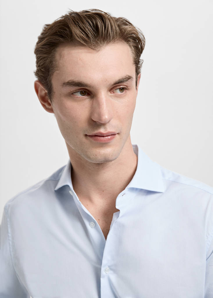 Slim fit thousand striped suit shirt — Sky Blue