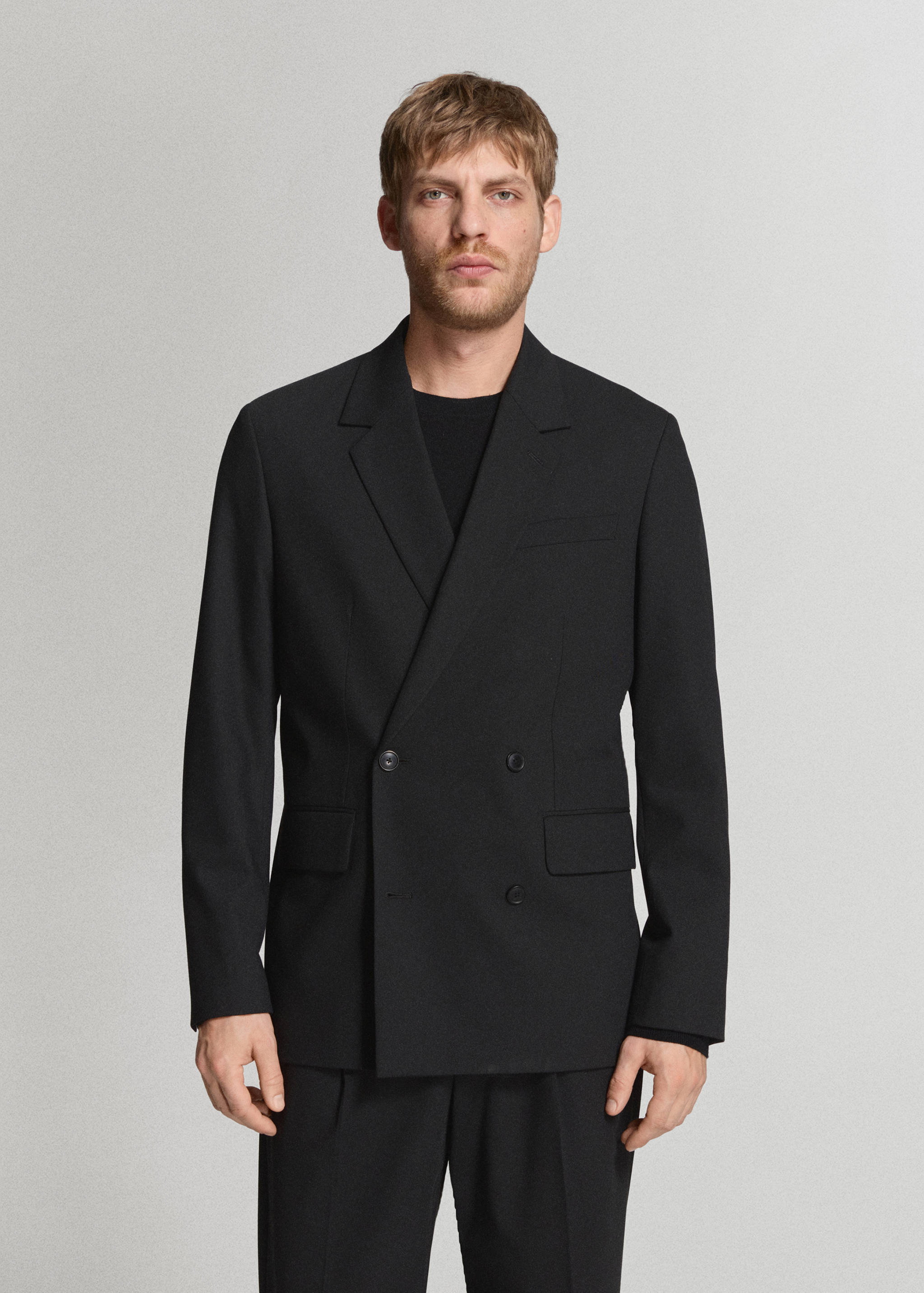 Boston regular-fit double-breasted suit jacket - Medium plane