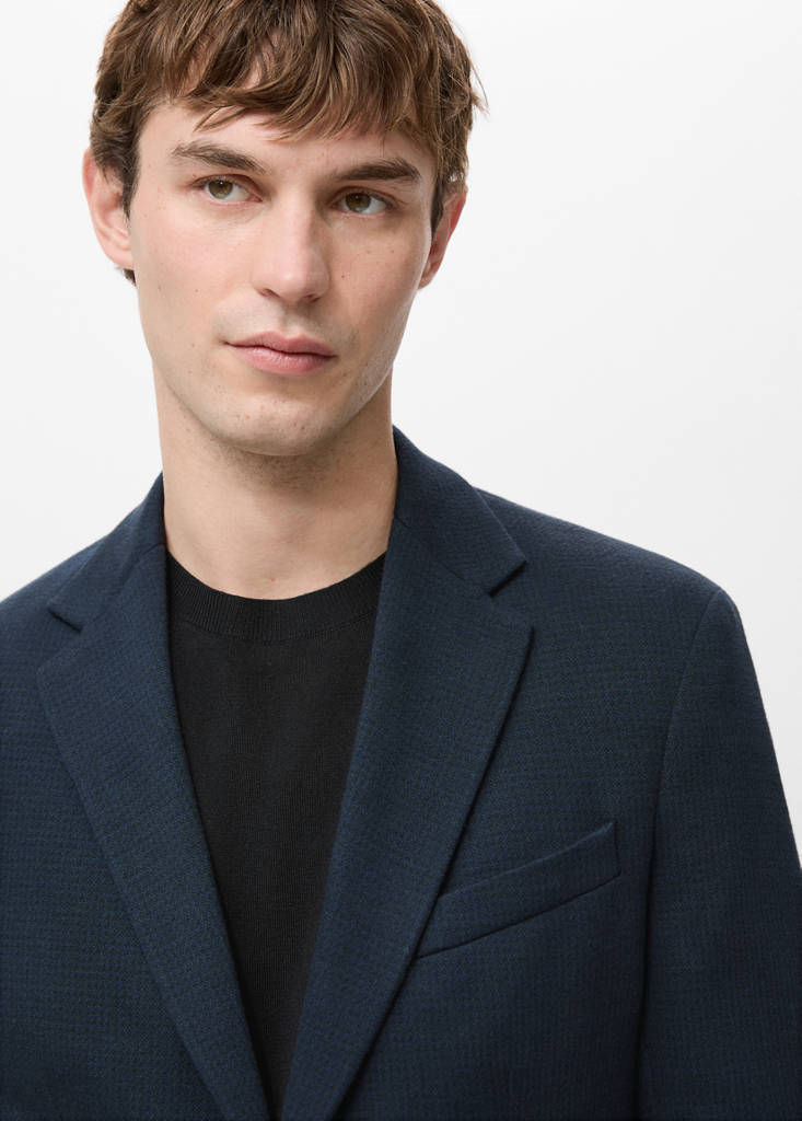 Structured slim fit cotton blazer — Navy