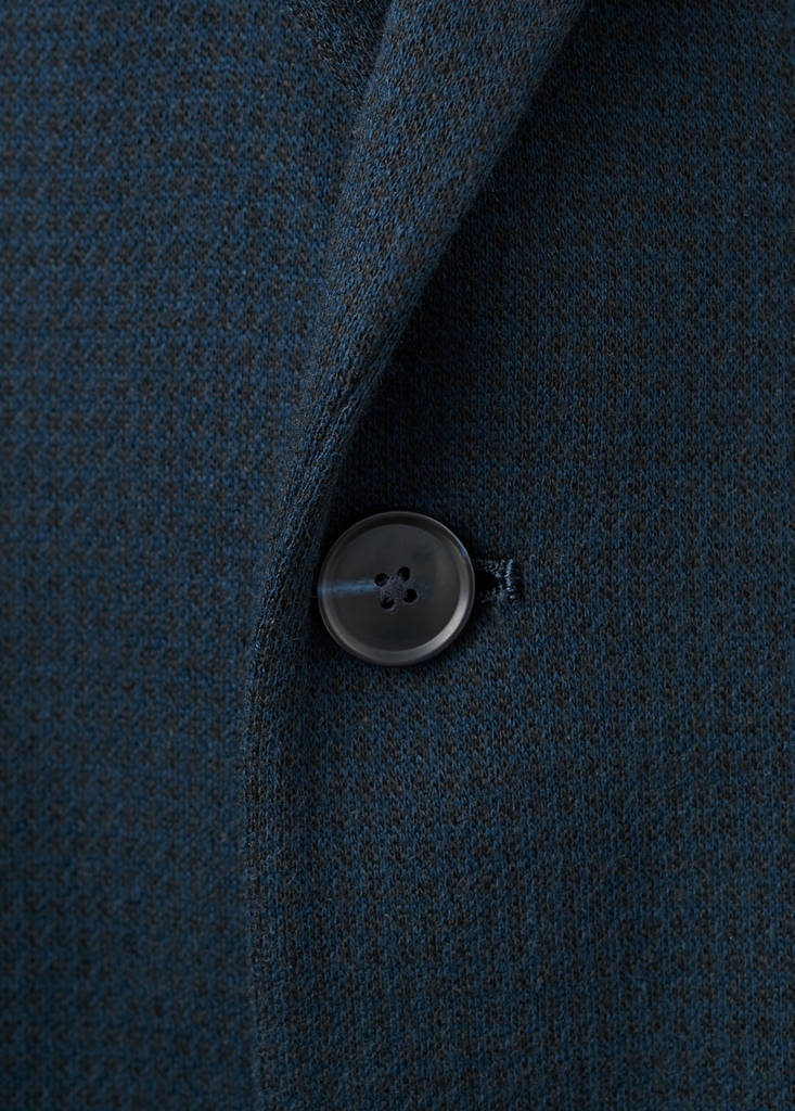 Structured slim fit cotton blazer — Navy