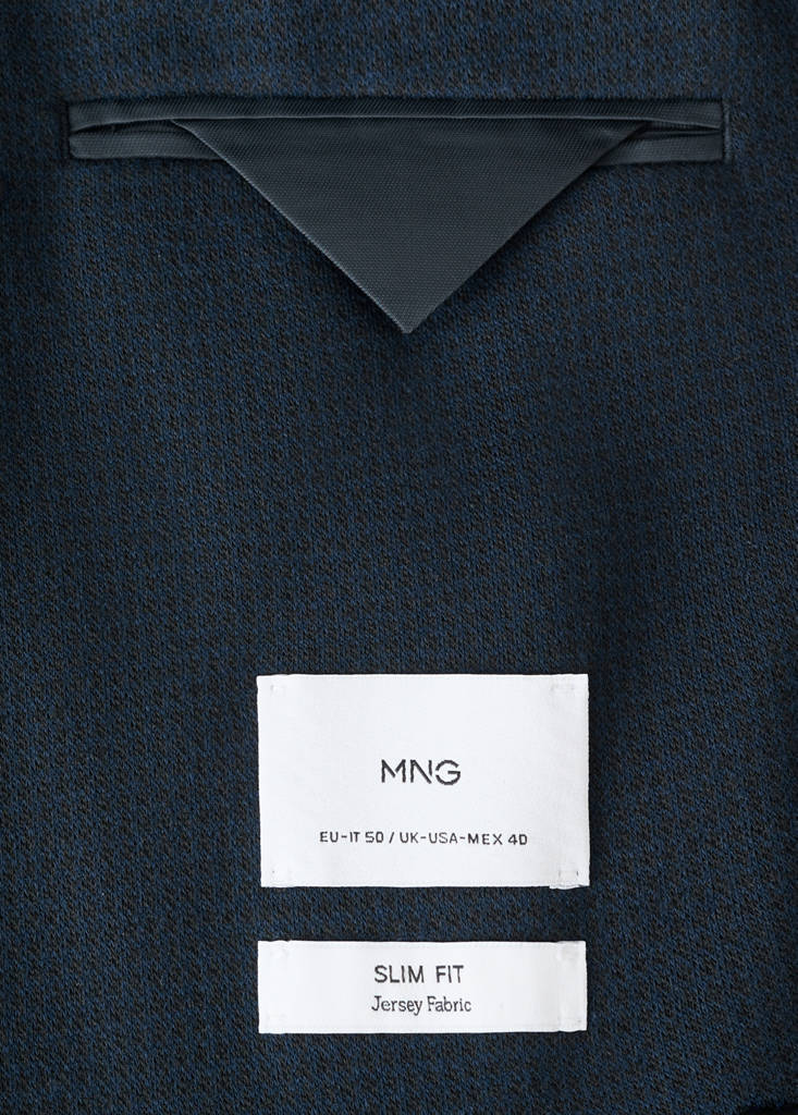 Structured slim fit cotton blazer — Navy
