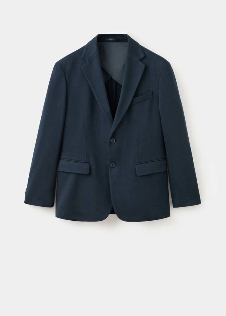 Structured slim fit cotton blazer — Navy