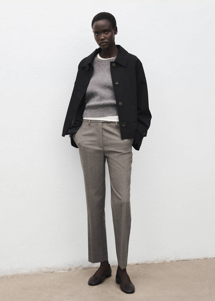 Slim cropped pinstripe trousers — Light Heather Grey