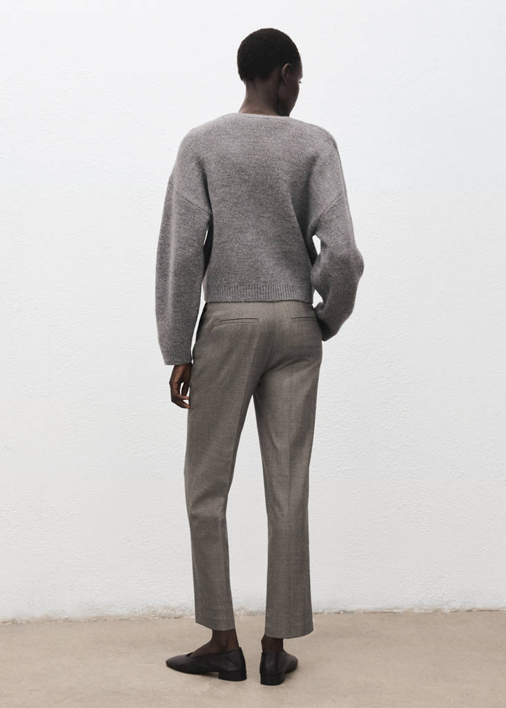 Slim cropped pinstripe trousers — Light Heather Grey