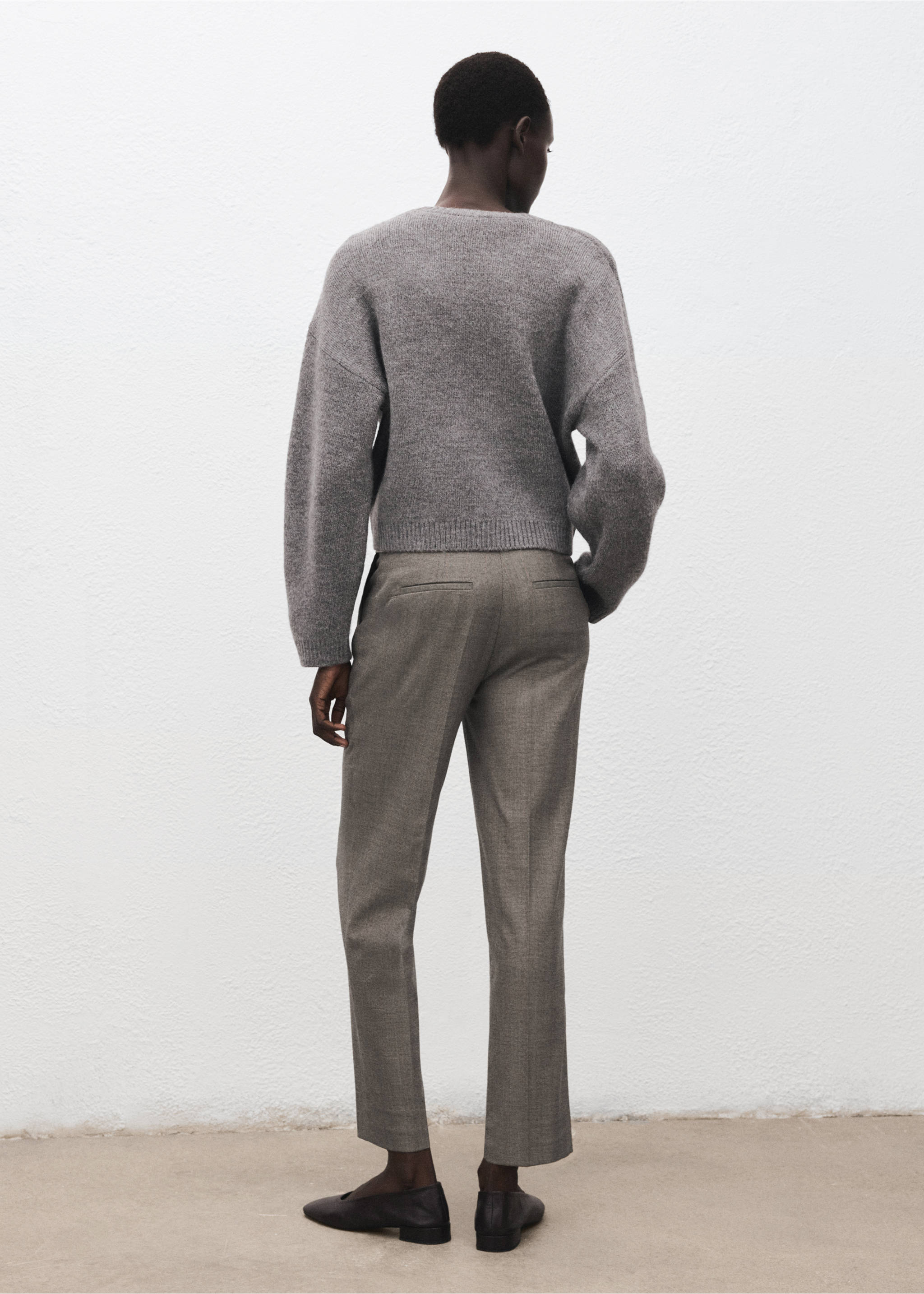 Slim cropped pinstripe trousers - Reverse of the article, Light Heather Grey. Ref: 27071264-00.