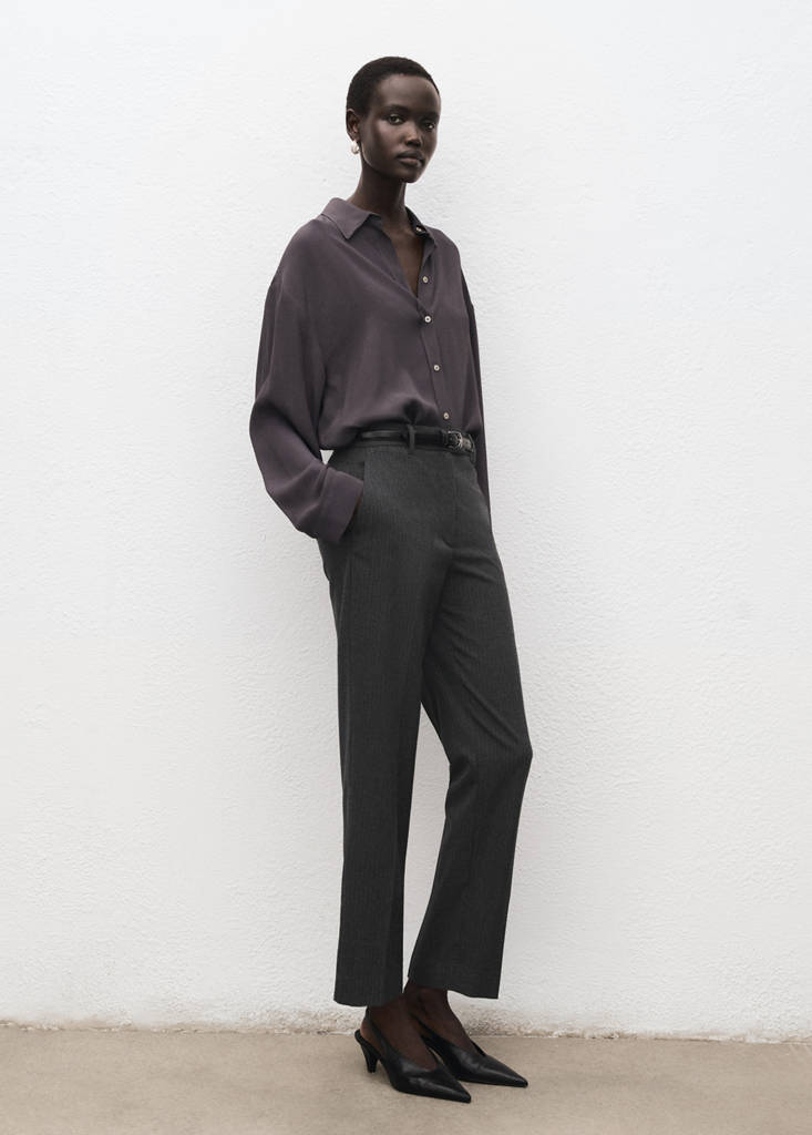 Slim cropped pinstripe trousers — Grey