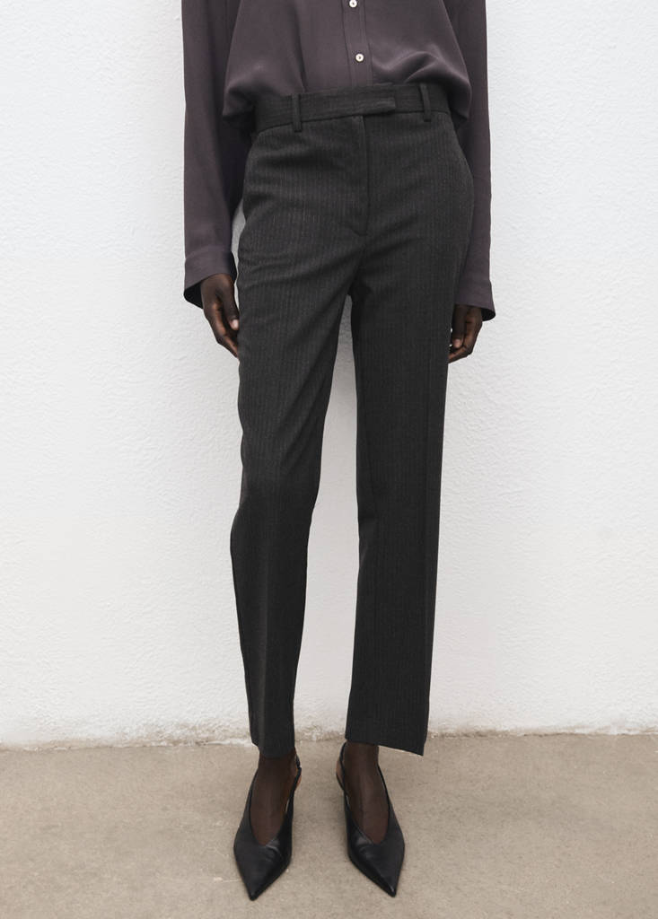 Slim cropped pinstripe trousers — Grey