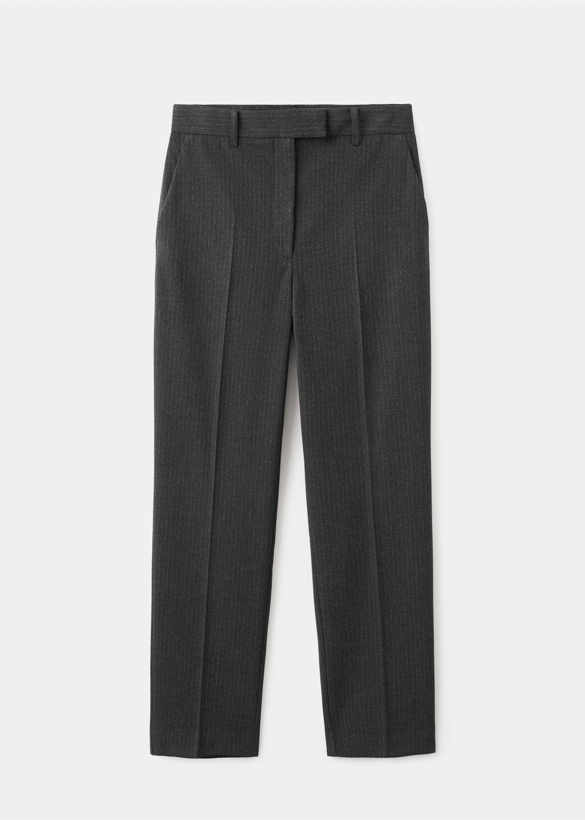 Pantalon slim crop à fines rayures - Article sans modèle, Gris. Ref: 27071264-00.