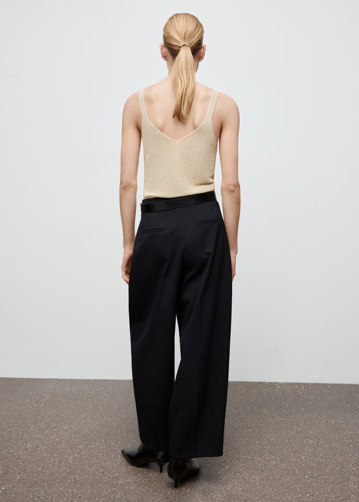 Lurex knitted V-neck top — Gold