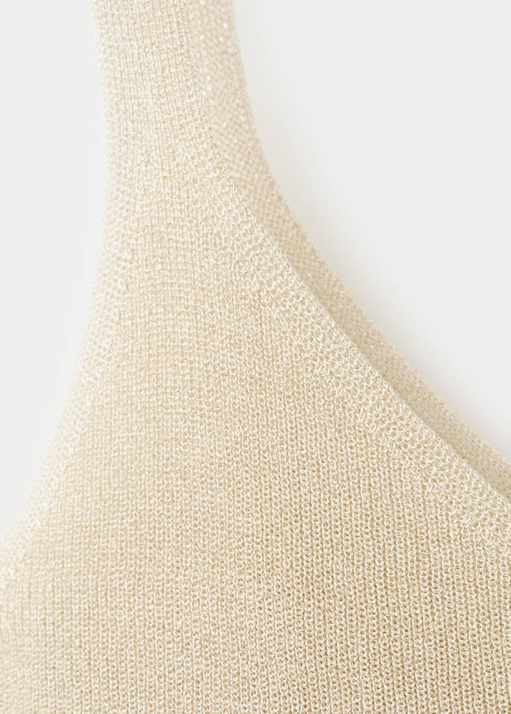 Lurex knitted V-neck top — Gold