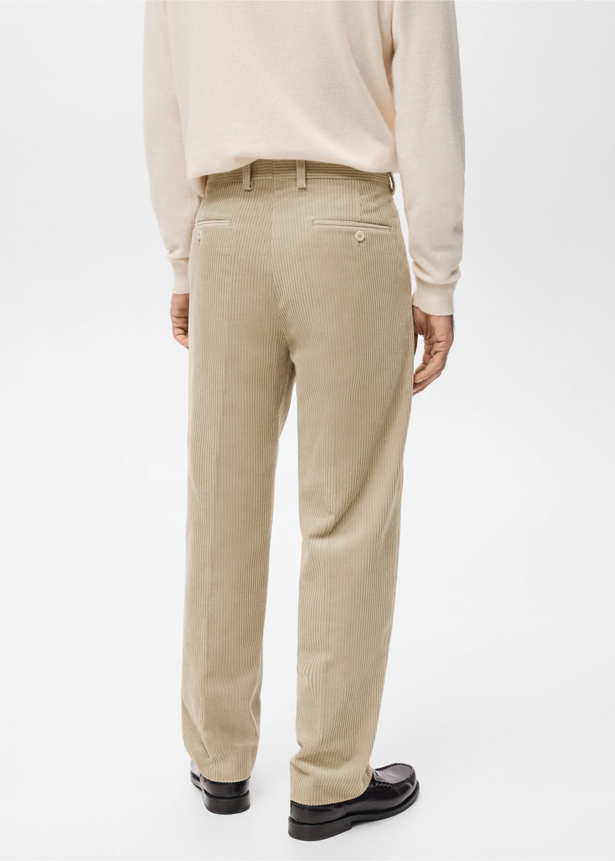 Corduroy regular-fit trousers - Reverse of the article, Beige. Ref: 27071269-00.