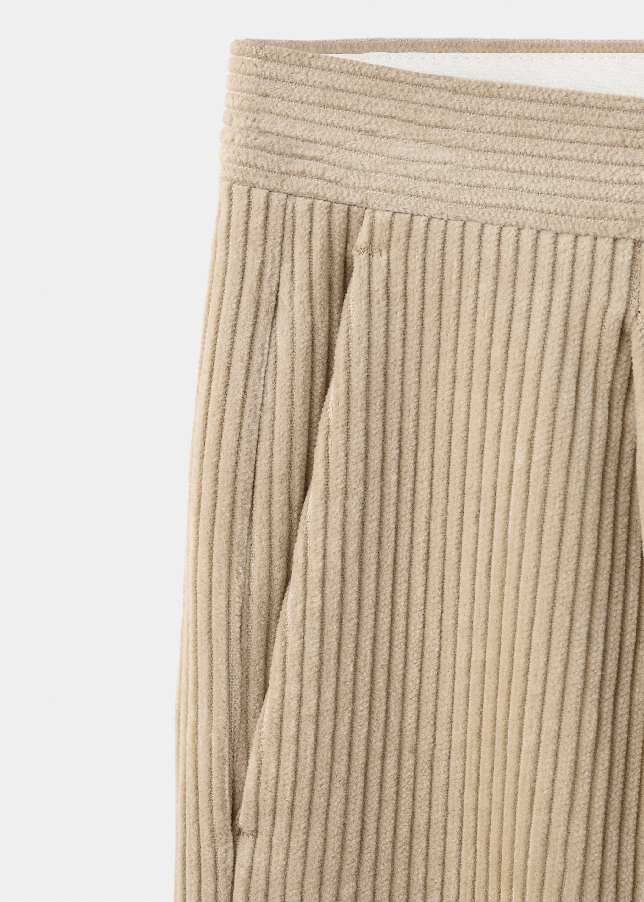 Corduroy regular-fit trousers - Details of the article 0, Beige. Ref: 27071269-00.