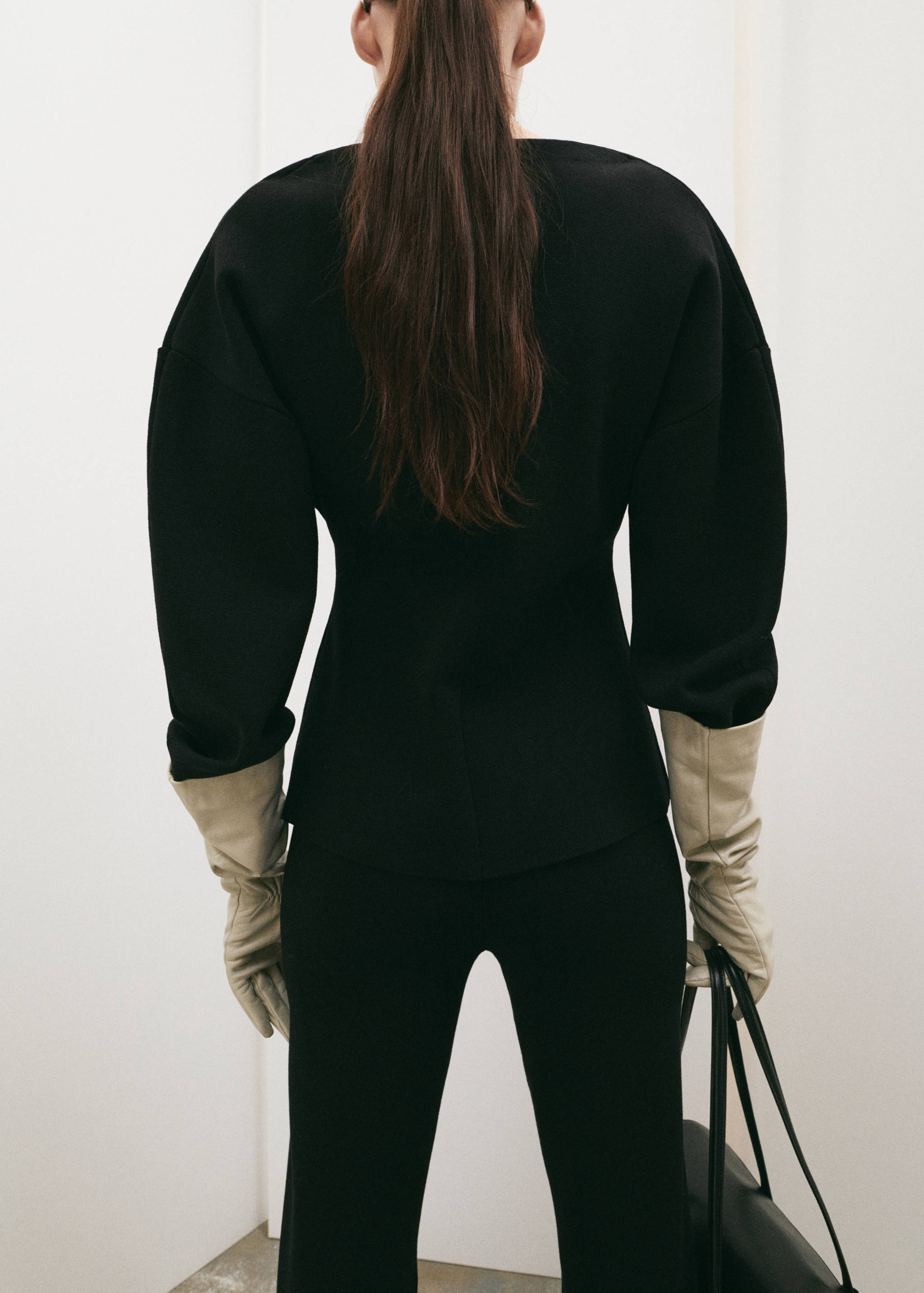 Cárdigan oversize cuello pico - Reverso del artículo