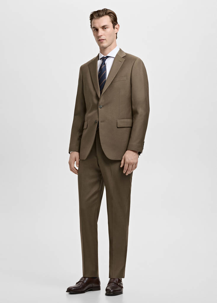 Turin 100% virgin wool suit jacket — Brown